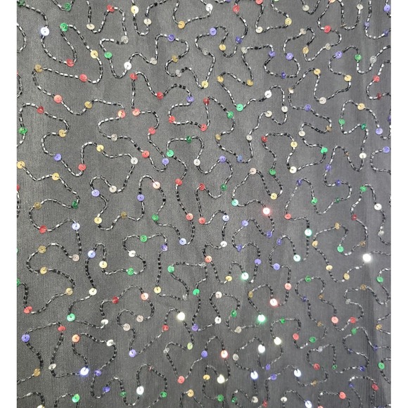 Vintage 80's ~ Denise Elle Black Sequin & Beaded Short Sleeve Evening Dress - Picture 8 of 8